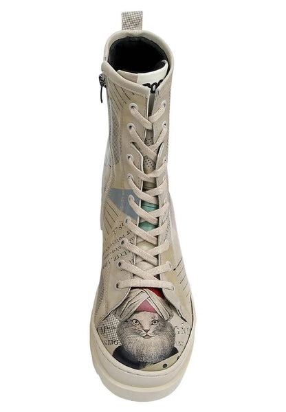 DOGO - Women Vegan Leather Beige Zipper Long Boots - Mon Cher Design