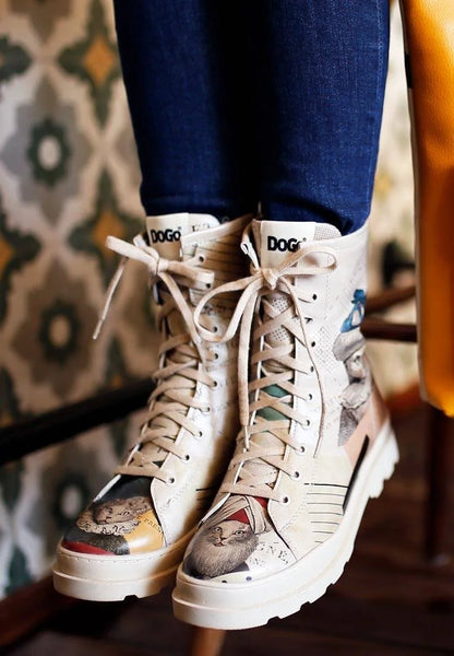 DOGO - Women Vegan Leather Beige Zipper Long Boots - Mon Cher Design