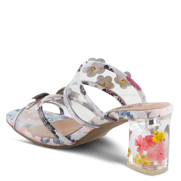 Floral print block heel 2025 sandals