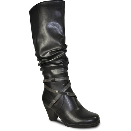 DOGO - Women Vegan Leather Black Zipper Long Boots - Edvard Munch The Scream Muse Design