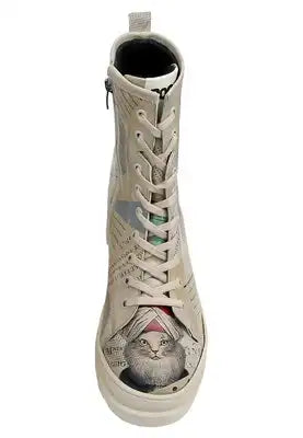 DOGO - Vegan Leather Beige Zipper Long Boots - Mon Cher Design