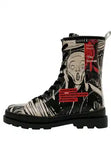 DOGO - Women Vegan Leather Black Zipper Long Boots - Edvard Munch The Scream Muse Design