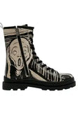 DOGO - Women Vegan Leather Black Zipper Long Boots - Edvard Munch The Scream Muse Design