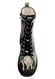 DOGO - Women Vegan Leather Black Zipper Long Boots - Edvard Munch The Scream Muse Design