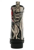 DOGO - Women Vegan Leather Black Zipper Long Boots - Edvard Munch The Scream Muse Design