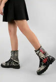 DOGO - Women Vegan Leather Black Zipper Long Boots - Edvard Munch The Scream Muse Design