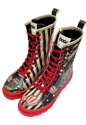 DOGO - Women Vegan Leather Navy Zipper Long Boots - Let's Find A Place to Get Lost