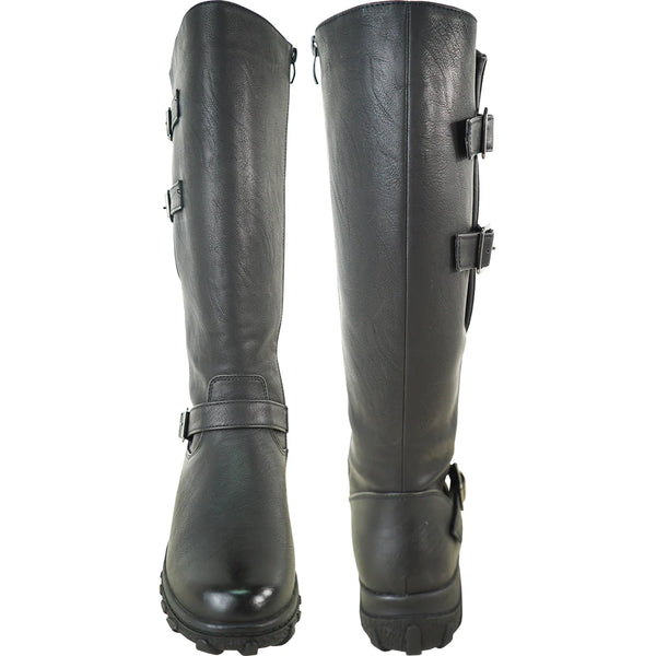 VANGELO Women Winter Fur Boot HF3597 Knee High Casual Boot BLACK