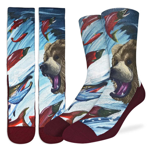 Good Luck Socks -Men's Grizzly Bear & Sockeye Salmon