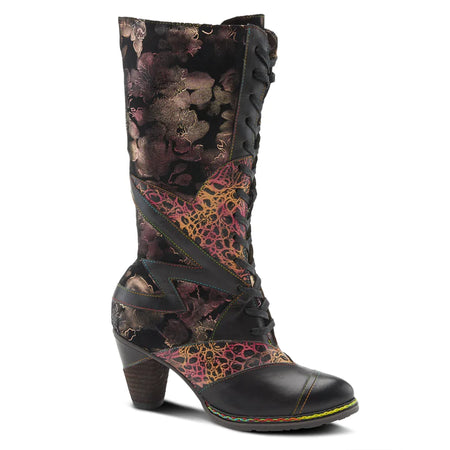 DOGO - Women Vegan Leather Multicolor Long Boots - Rain Drops May Heal Your Soul Design