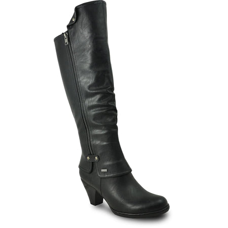 DOGO - Women Vegan Leather Black Zipper Long Boots - Edvard Munch The Scream Muse Design