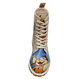 DOGO - Women Vegan Leather Multicolor Long Boots - Warner Bros Family Rocks Flintstones Design