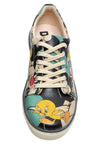 DOGO - Women's Vegan Leather Multicolor Sneakers - Warner Bros Catch Me If You Can Tweety Design