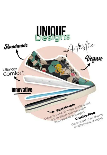 DOGO - Women's Vegan Leather Multicolor Sneakers - Warner Bros Catch Me If You Can Tweety Design